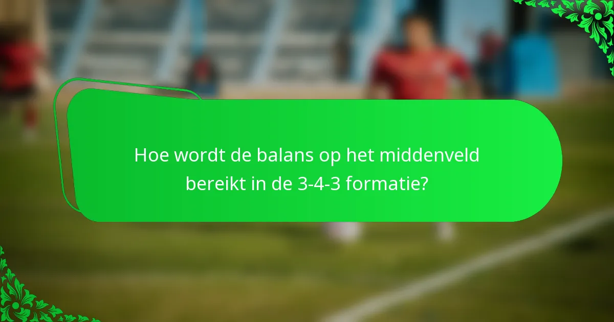 Hoe wordt de balans op het middenveld bereikt in de 3-4-3 formatie?